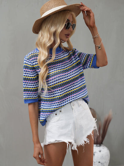 Blusa de punto con ojales multicolor 