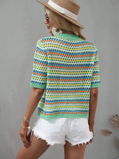 Blusa de punto con ojales multicolor 