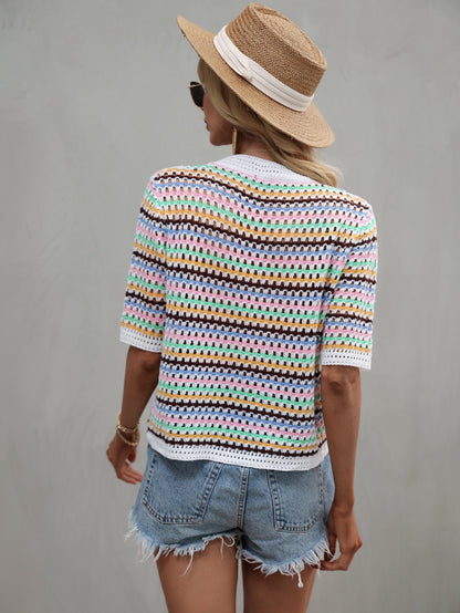 Blusa de punto con ojales multicolor 