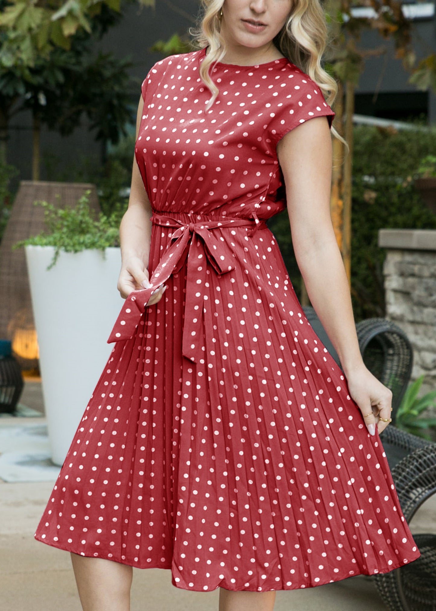 Polka Dot Cap Sleeve Dress