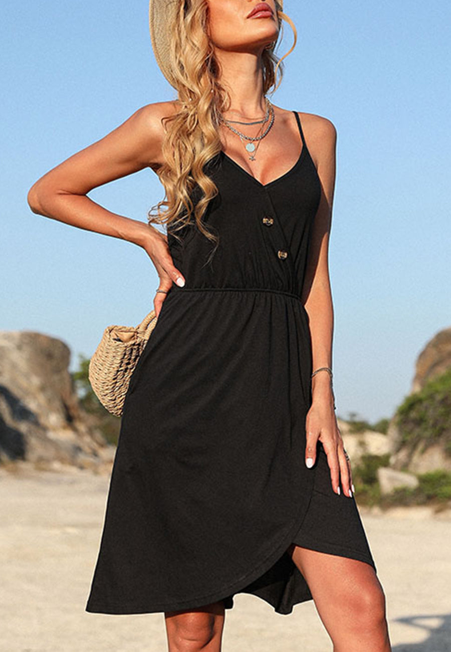 Asymmetrical button outlet dress