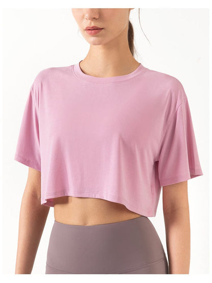 High Neck Cropped Boxy Fitness Tee