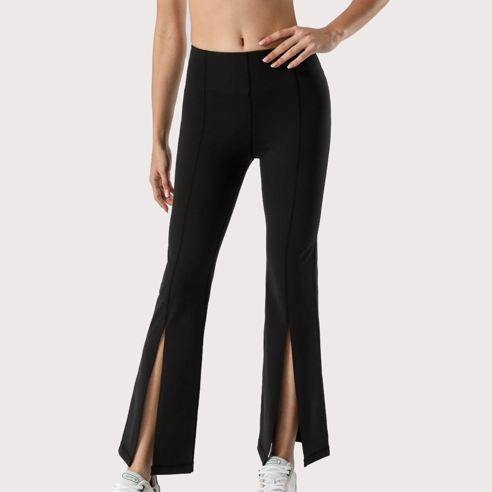 Mid Waist Flare Pants with Center Front Slits