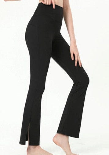 Active by Anna-Kaci - High Waist Flare Pants with Stitching: Black / XL  10-12