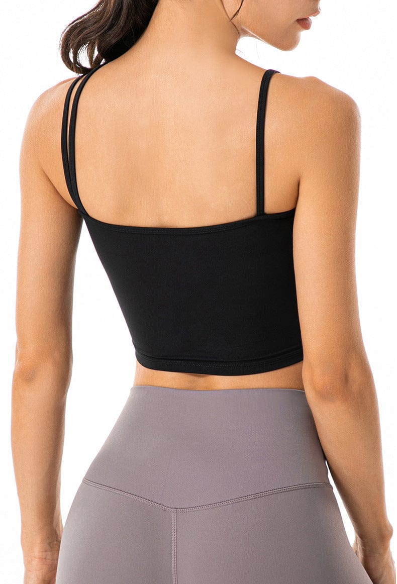 Asymmetrical Cut-Out Strappy Longline Workout Fitness Yoga Sports