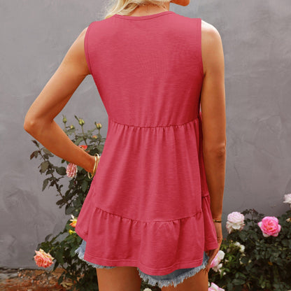 Blusa con dobladillo con volantes entrecruzados