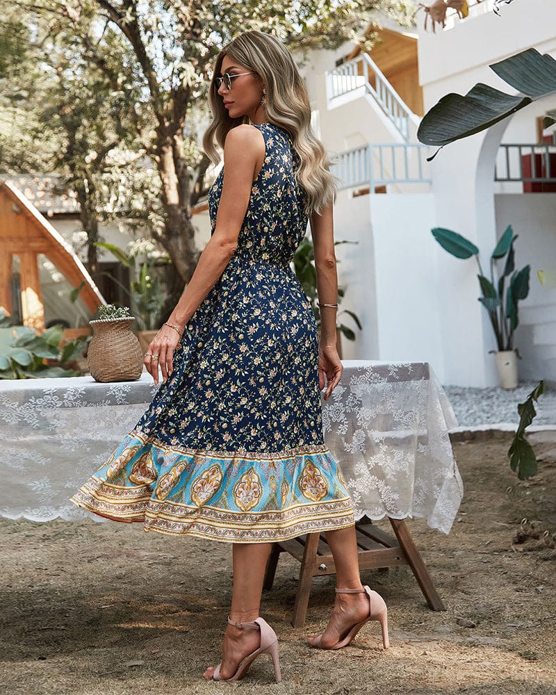 Vestido bohemio con borlas y cordón