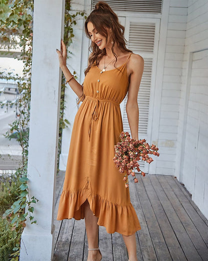 Asymmetrical Ruffle Hem Dress