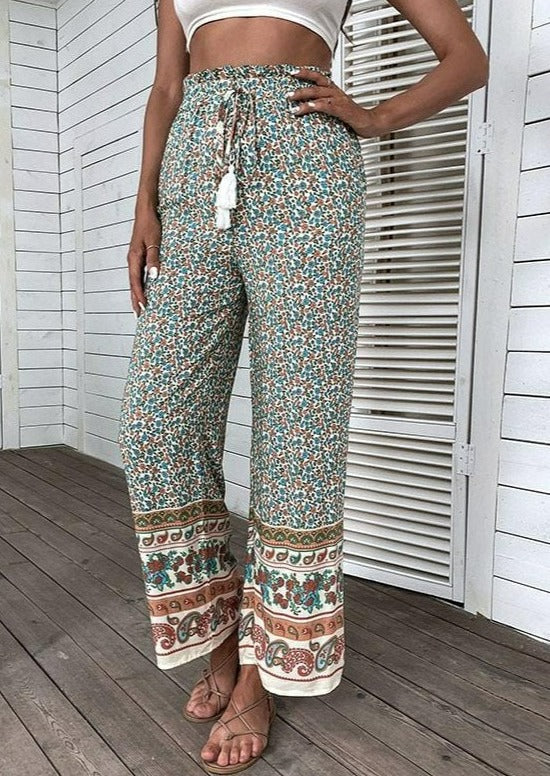 Tassel Drawstring Tie Boho Pants