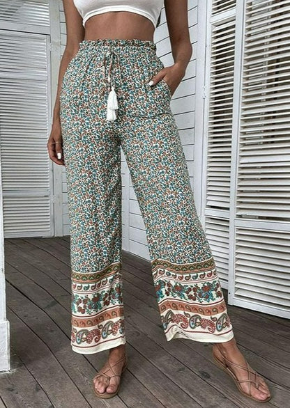 Tassel Drawstring Tie Boho Pants