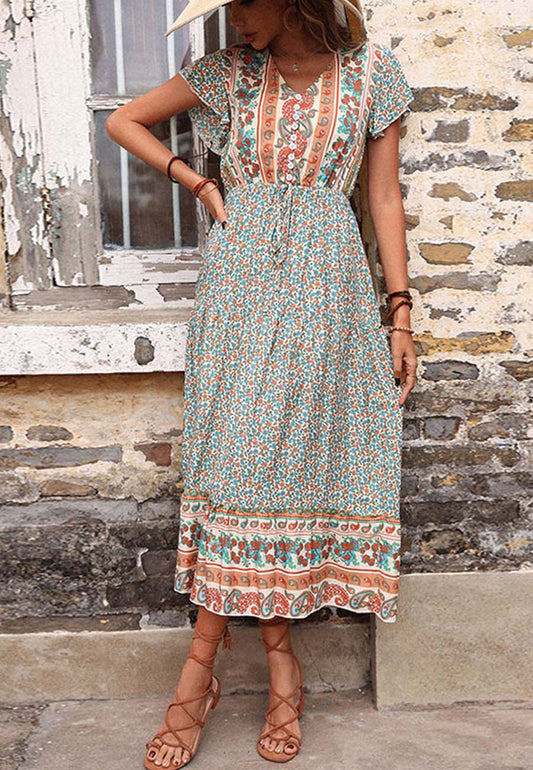 Vestido bohemio con mangas con volantes