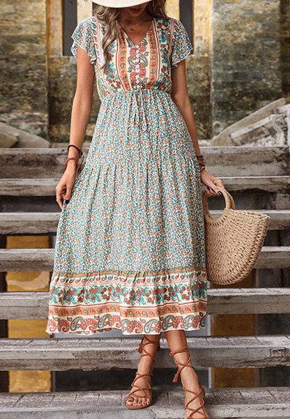 Vestido bohemio con mangas con volantes