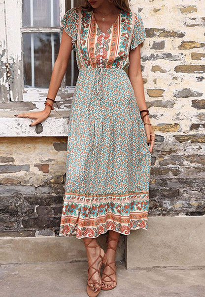 Vestido bohemio con mangas con volantes