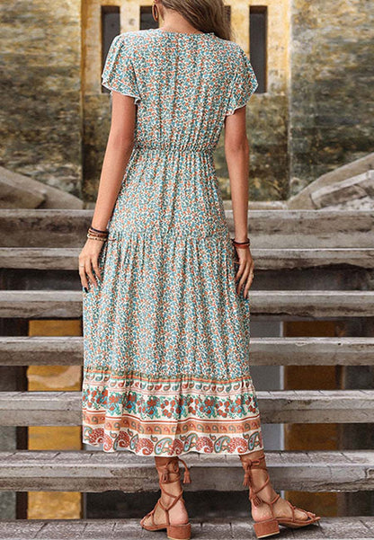 Vestido bohemio con mangas con volantes