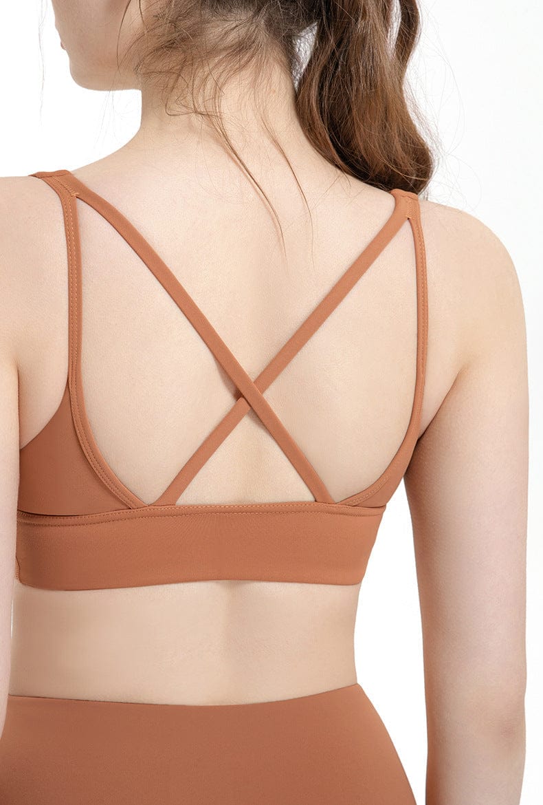 Cross Straps V-Neck Sports Bra