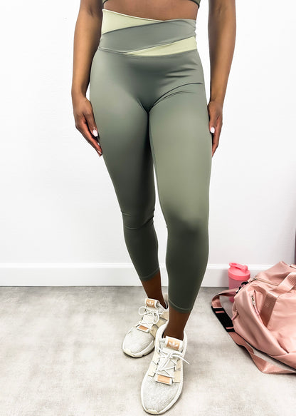 Two Toned Cross High Waist Leggings