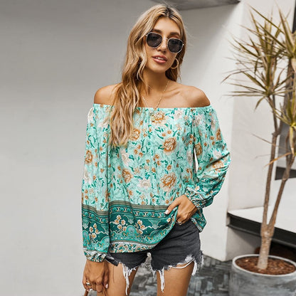 Boho Print Off Shoulder Blouse