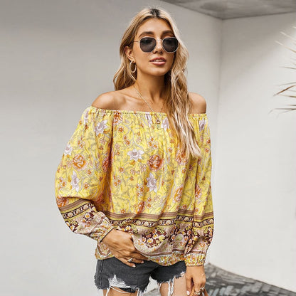 Boho Print Off Shoulder Blouse