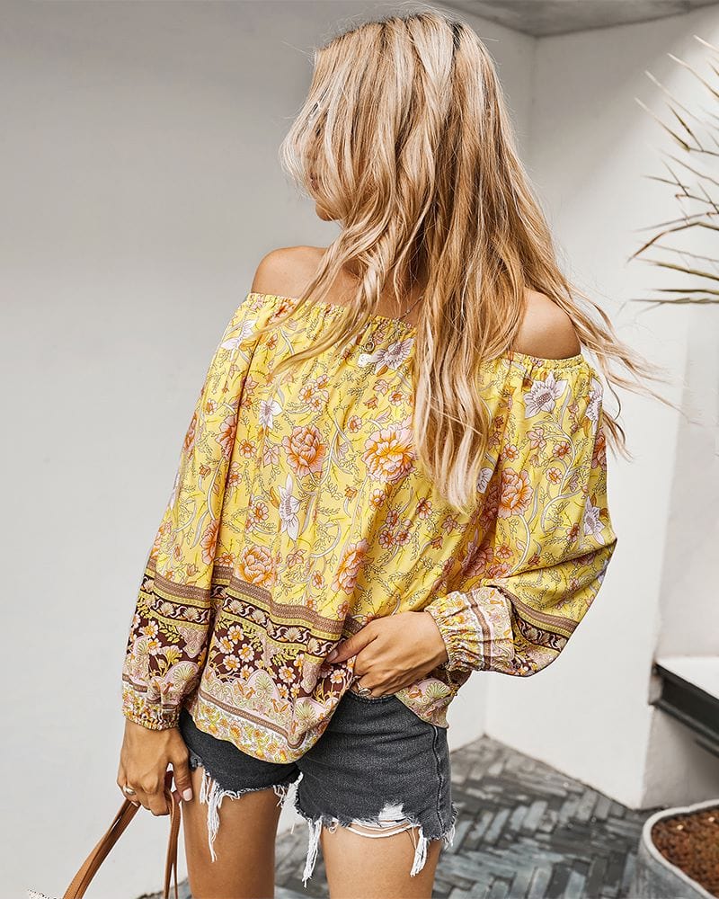 Boho Print Off Shoulder Blouse