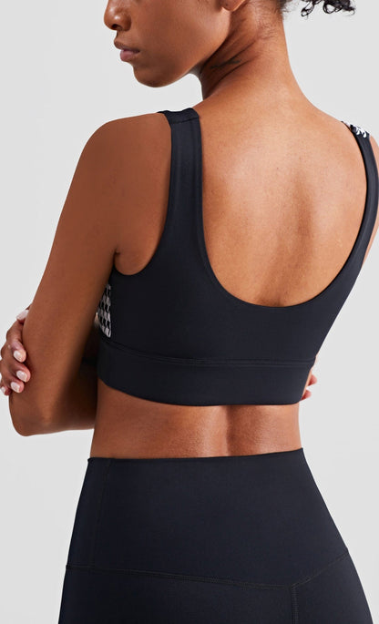 Houndstooth Scoop Neck Sports Bra