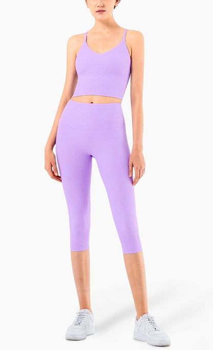 High Rise Cropped Leggings w/ Seamings