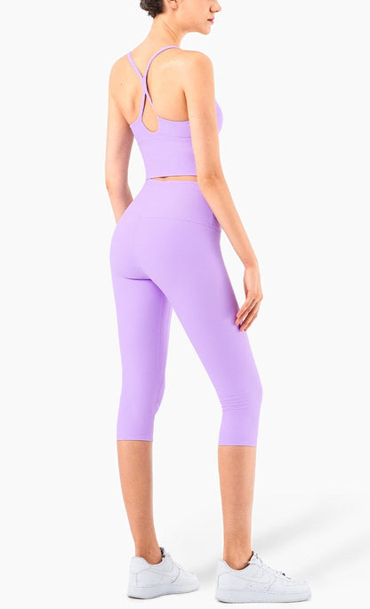 High Rise Cropped Leggings w/ Seamings