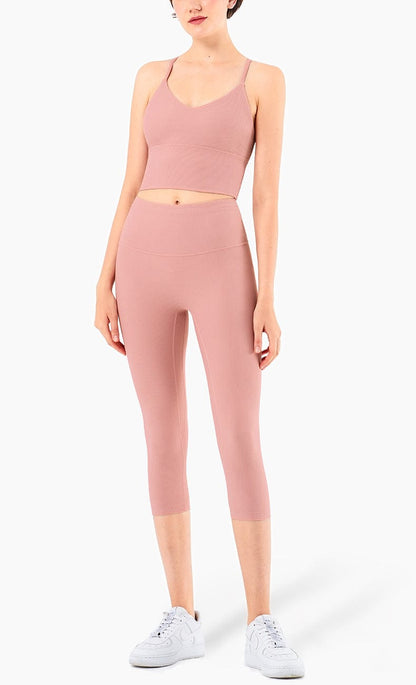 High Rise Cropped Leggings w/ Seamings