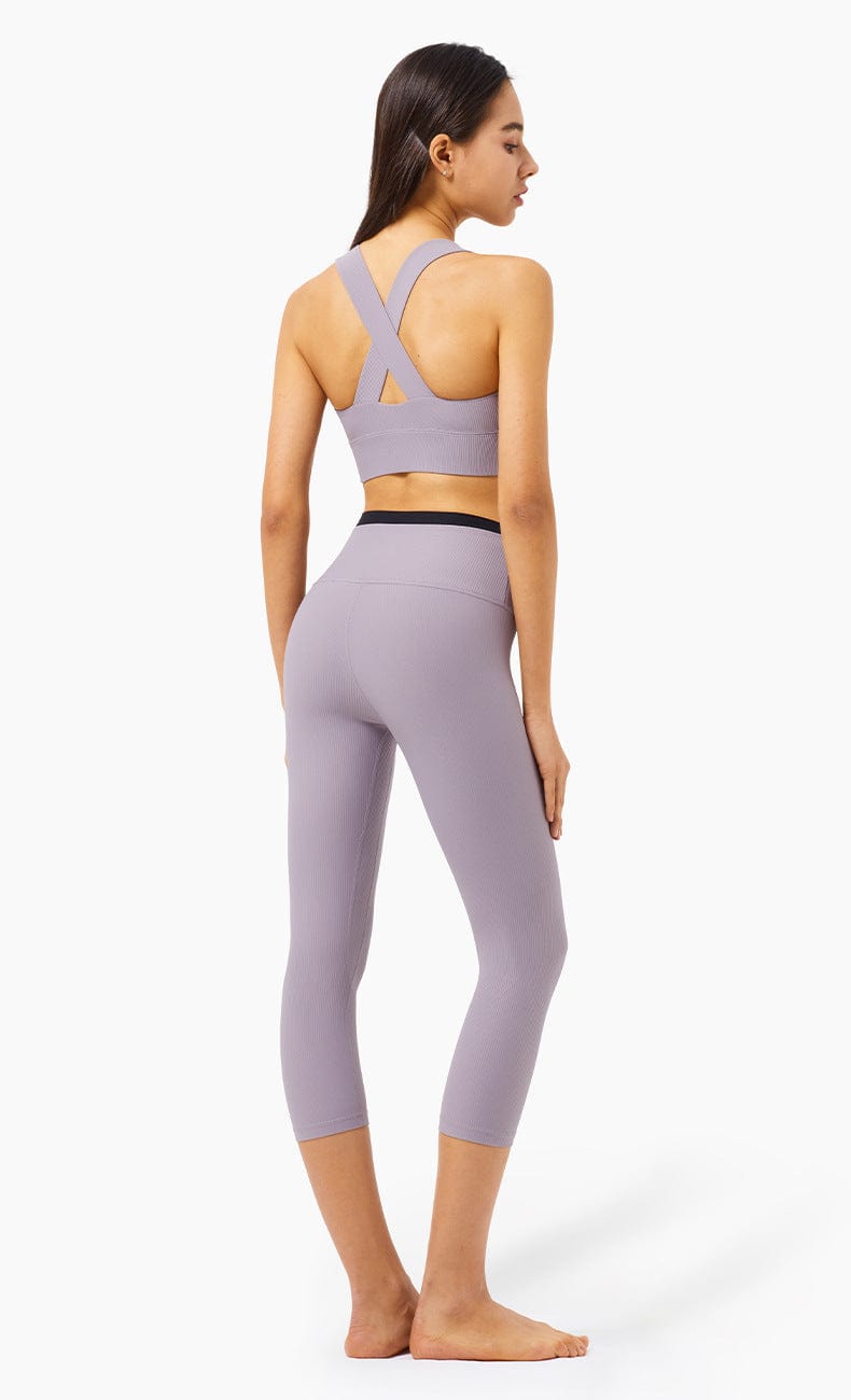 High Rise Cropped Leggings w/ Seamings