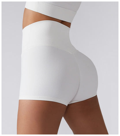 Ribbed High Rise Contouring Lifting Fitness Shorts