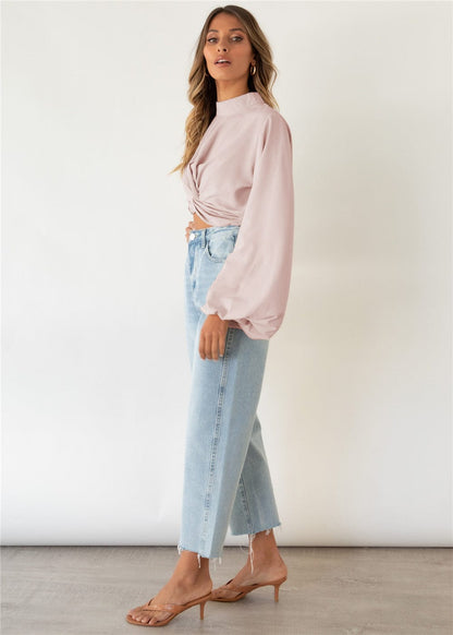 Twist Front Bishop Sleeve Blouse