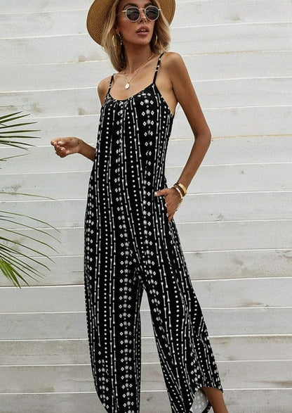 Aztec Print Asymmetrical Hem Jumpsuit