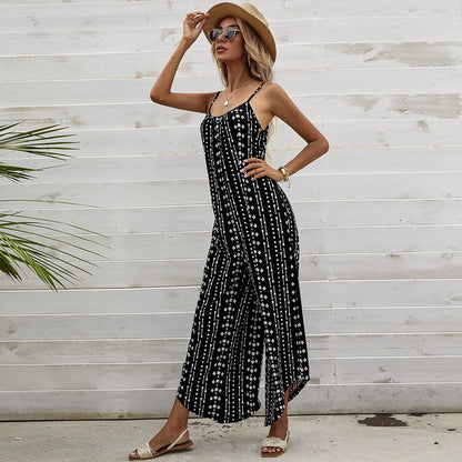 Aztec Print Asymmetrical Hem Jumpsuit