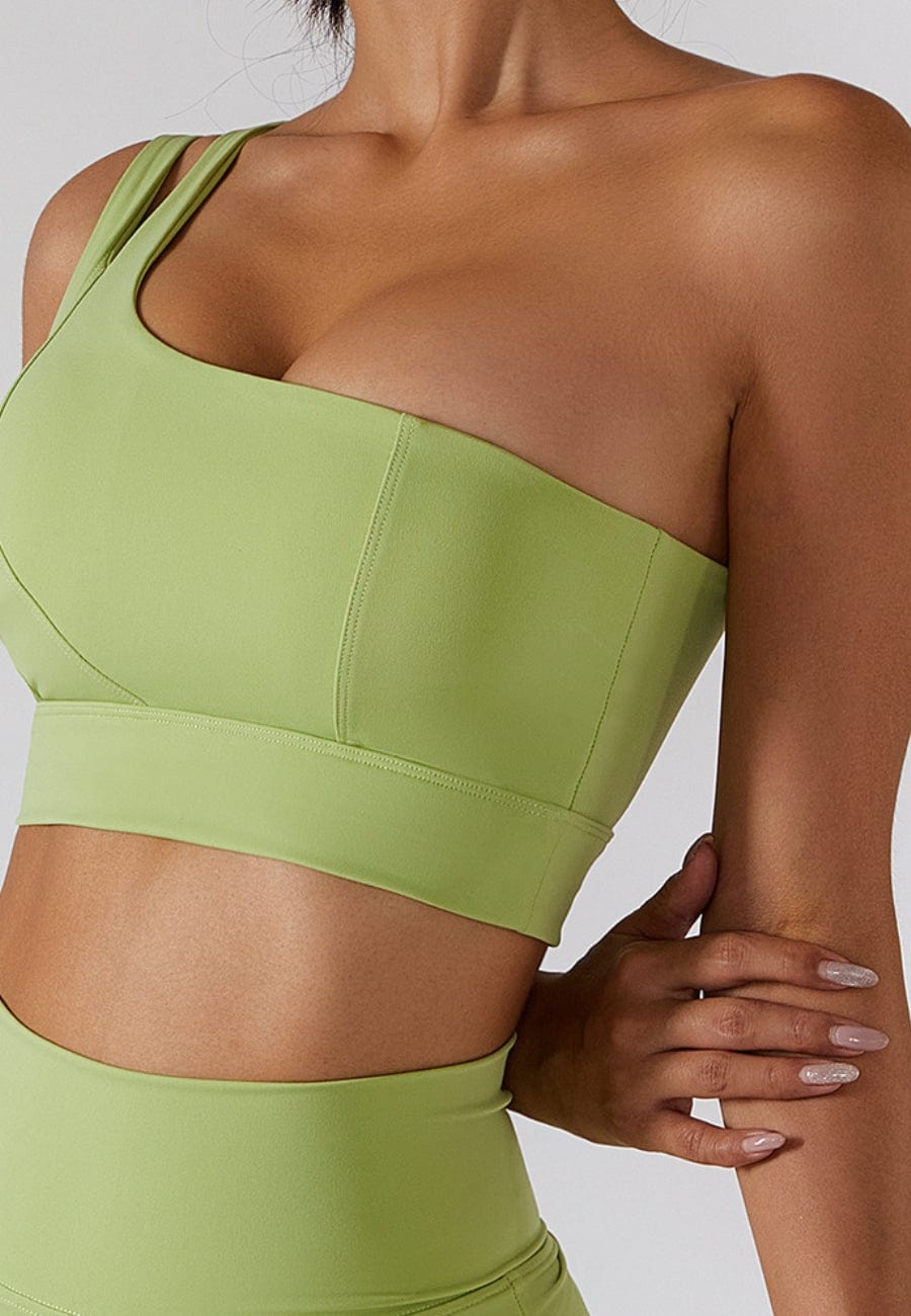 Asymmetrical One Shoulder Double Strap Sports Bra Tank