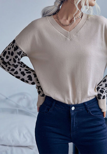 Cheetah Two Tone Drop Shoulder Sweater