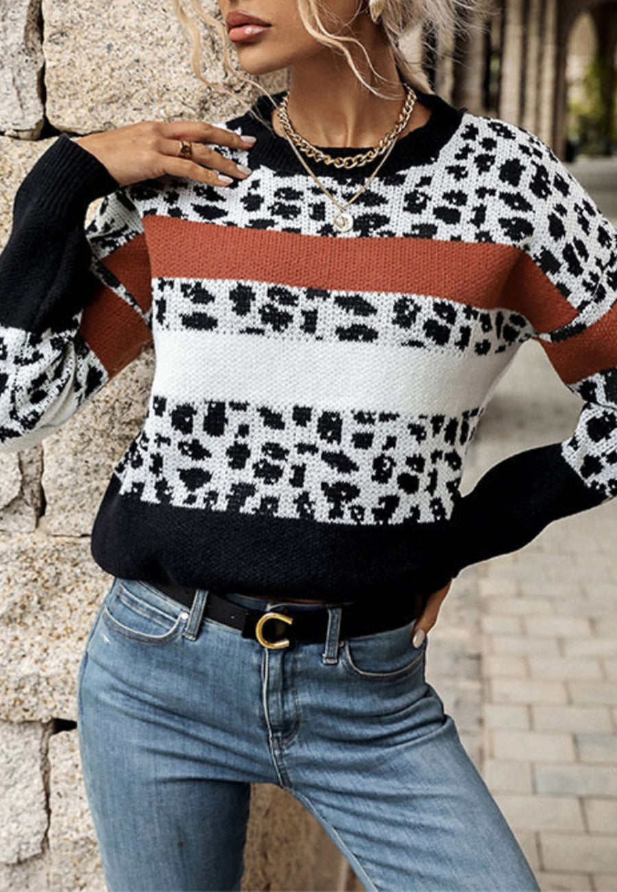 Mixed Animal Print Sweater