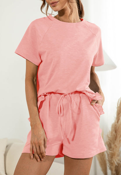 Ruffle Hem Shirt and Shorts Lounge Set