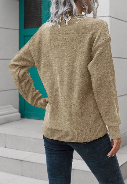 Button Detail V Neck Sweater