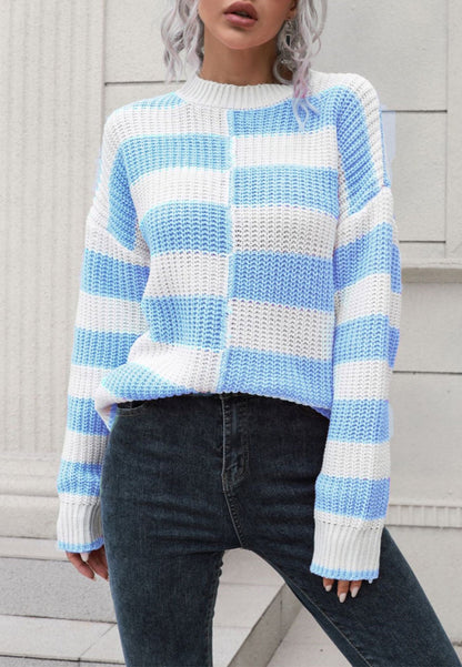 Uneven Striped Textured Sweater