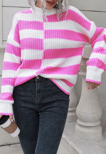 Uneven Striped Textured Sweater