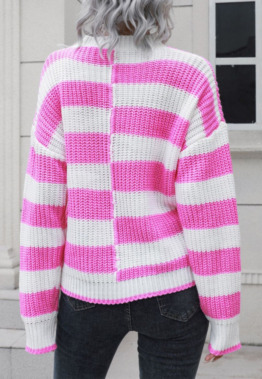 Uneven Striped Textured Sweater