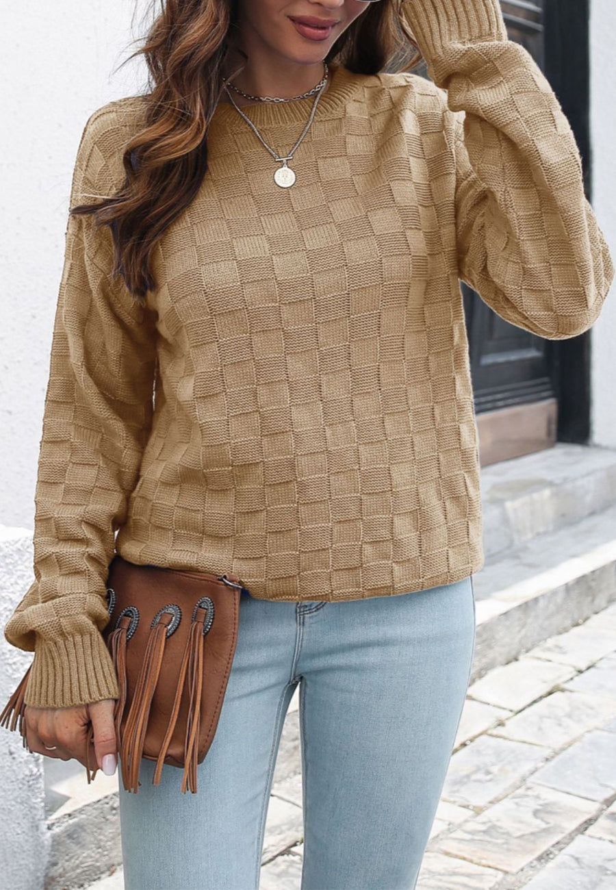 Checkered Textured Classic Sweater