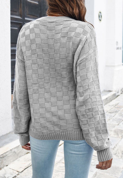 Checkered Textured Classic Sweater