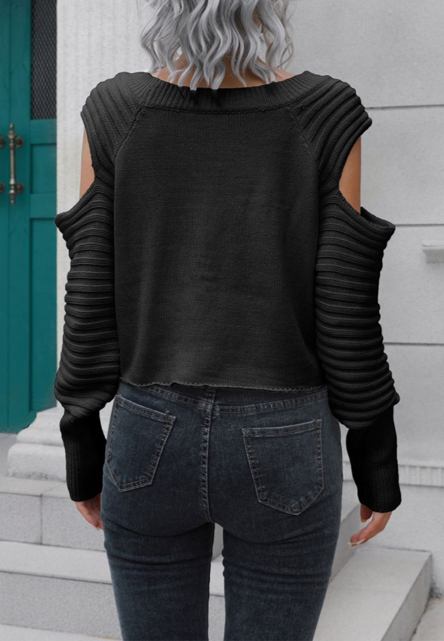 Cutout Textured Sleeve Sweater