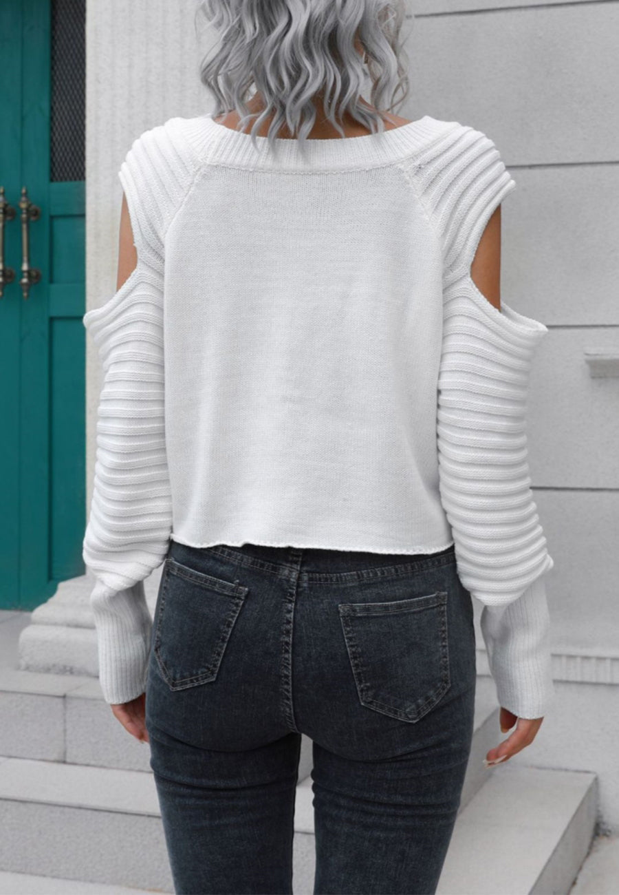 Cutout Textured Sleeve Sweater