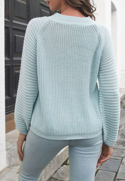 Textured Mixed Knit Fall Sweater