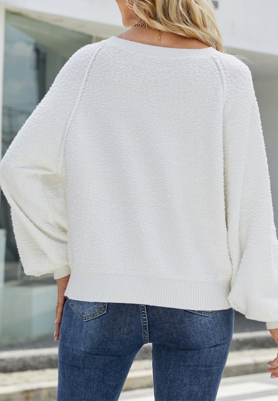 Fuzzy Texture Raglan Sweater