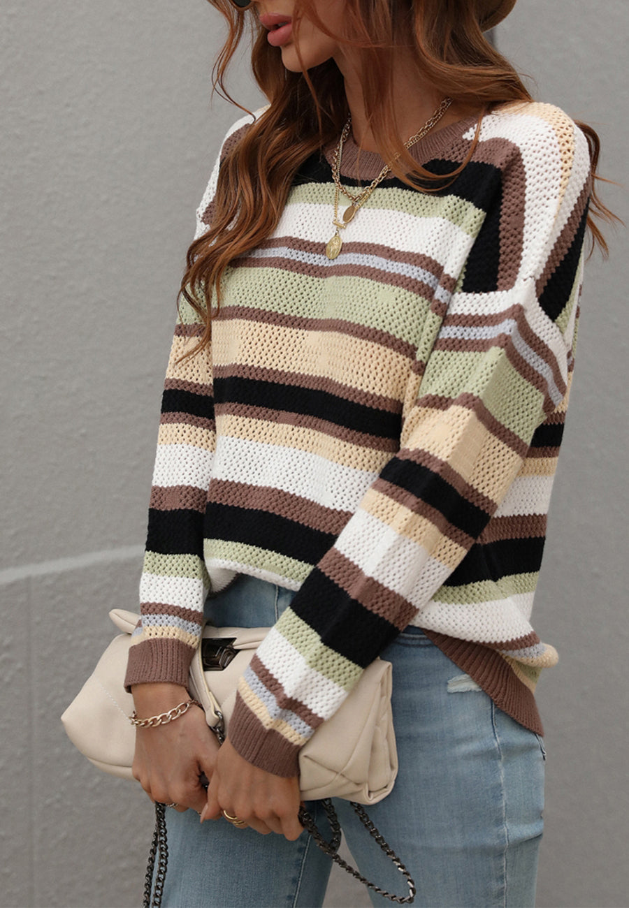 Vintage Striped Drop Shoulder Sweater