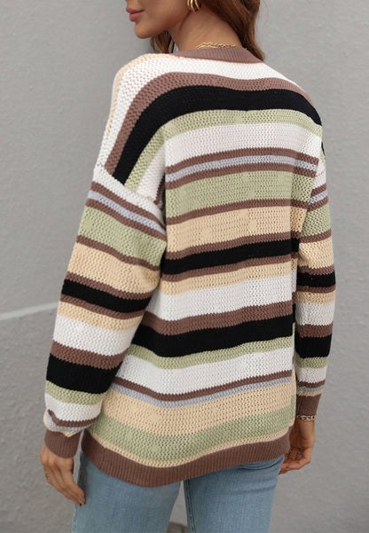 Vintage Striped Drop Shoulder Sweater