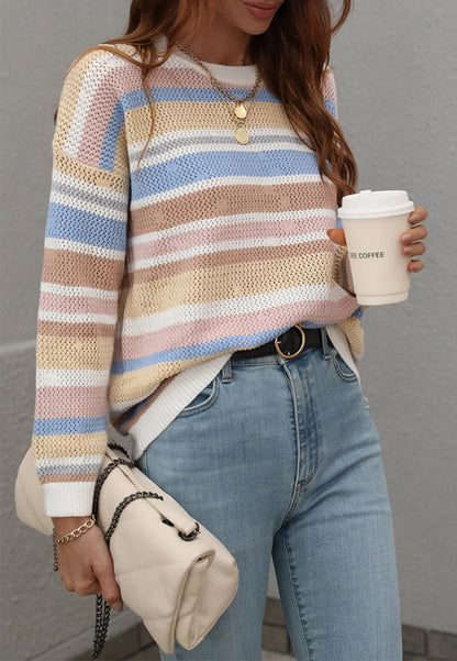 Vintage Striped Drop Shoulder Sweater