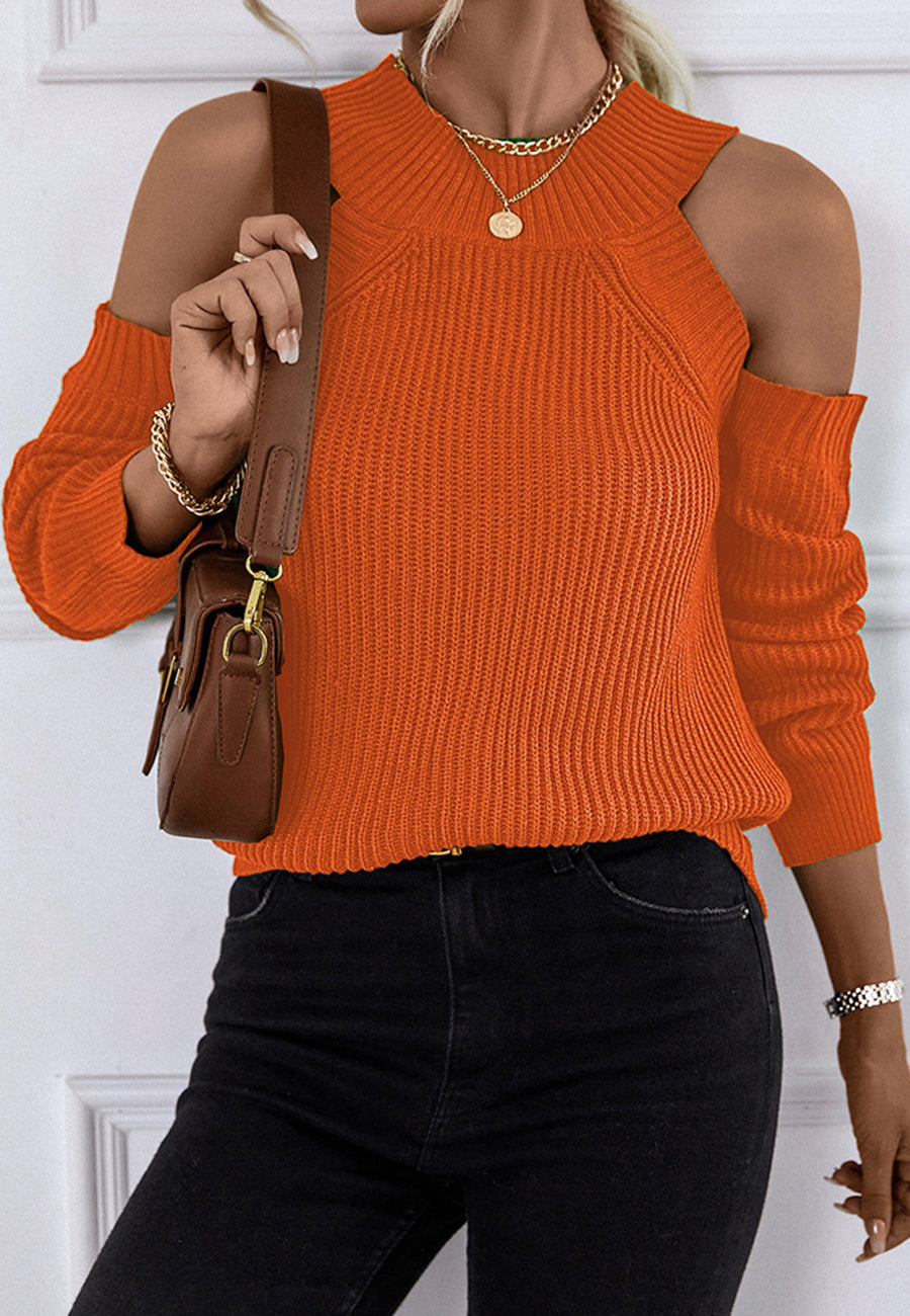 Round Neck Cutout Sweater